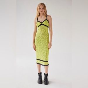 Urban Outfitters Olivia Mesh Lace Trim Midi Dress NWT Size Small